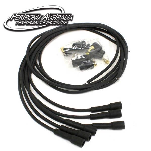 FlameThrower Spark Plug Wires 7.0mm Universal Stock Look Black - 6 Cyl Straight Boots