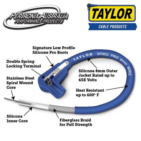 Taylor Cable 8mm Spiro-Pro spark plug wires - 6cyl 180 black