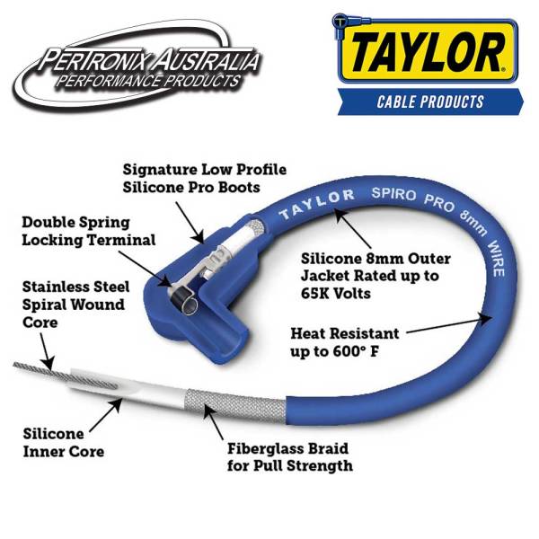 Taylor Cable 8mm Spiro-Pro spark plug wires - 8cyl 90 black